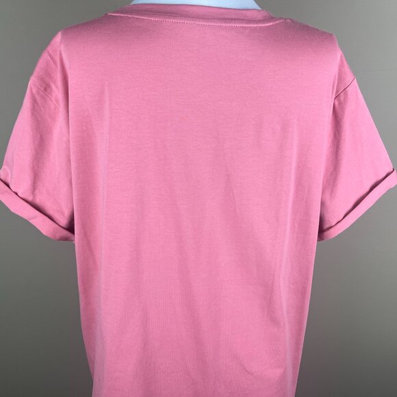 Elizabeth Kelly NWT Crew Neck Tee Top Plus Size 2XL Salmon Pink, Ruffled Pocket - Picture 6 of 10